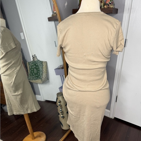 Beige Short Sleeve Dress - Picture 5 of 5